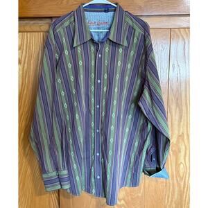Robert Graham Striped Embroidered Button Down Shirt 3XLB